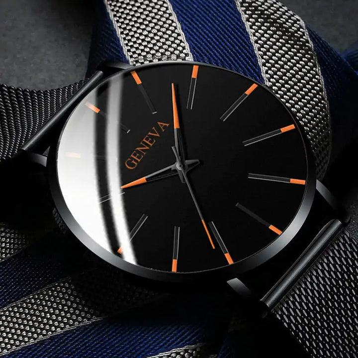 Men's minimalist stainless steel luxury watch