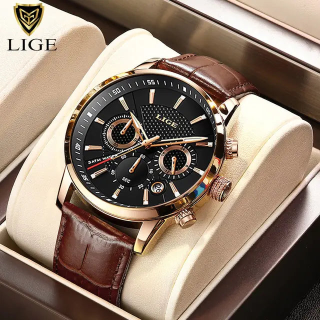 Men's luxury leather watch