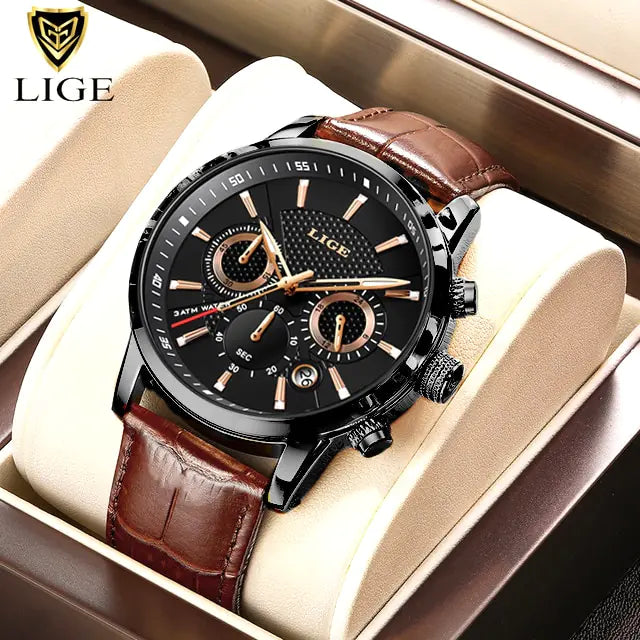 Men's luxury leather watch