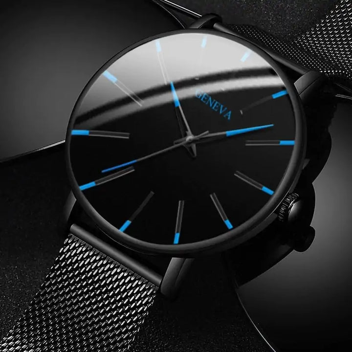 Men's minimalist stainless steel luxury watch