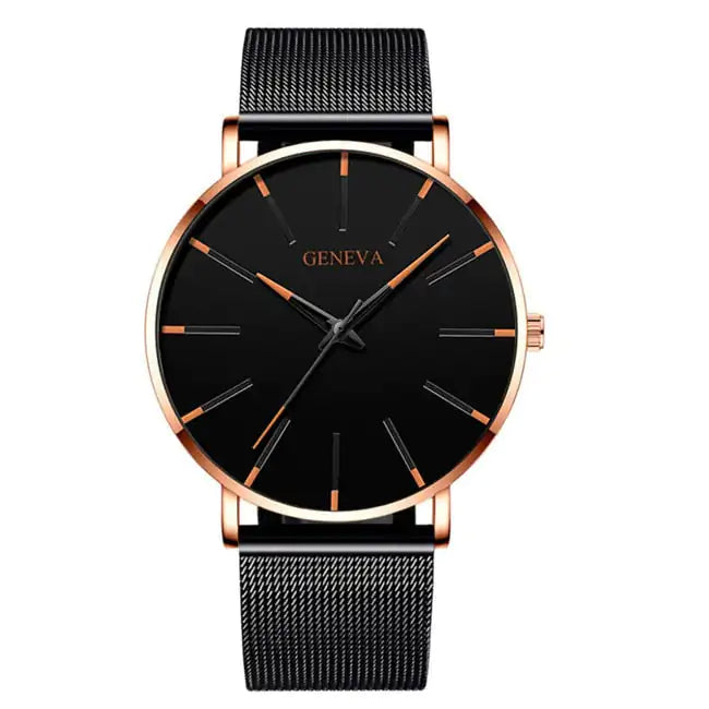 Men's minimalist stainless steel luxury watch