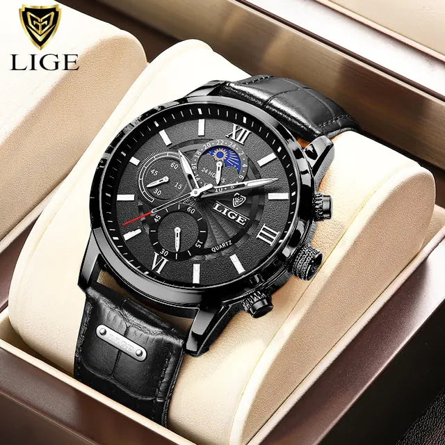 Men's luxury leather watch