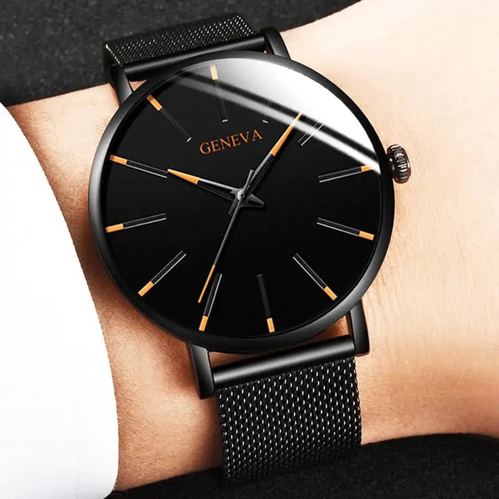 Men's minimalist stainless steel luxury watch