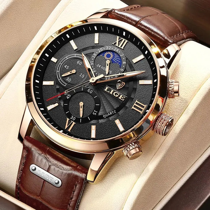 Men's luxury leather watch