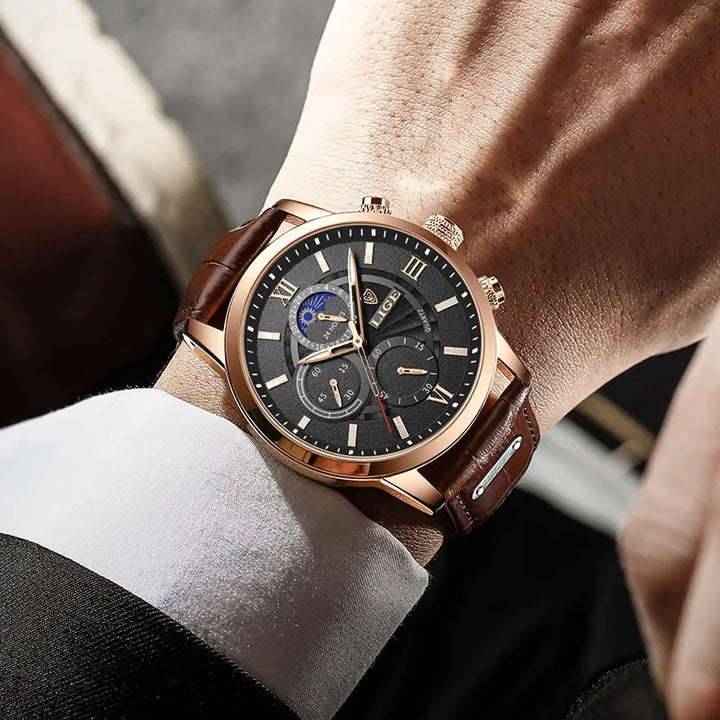 Men's luxury leather watch