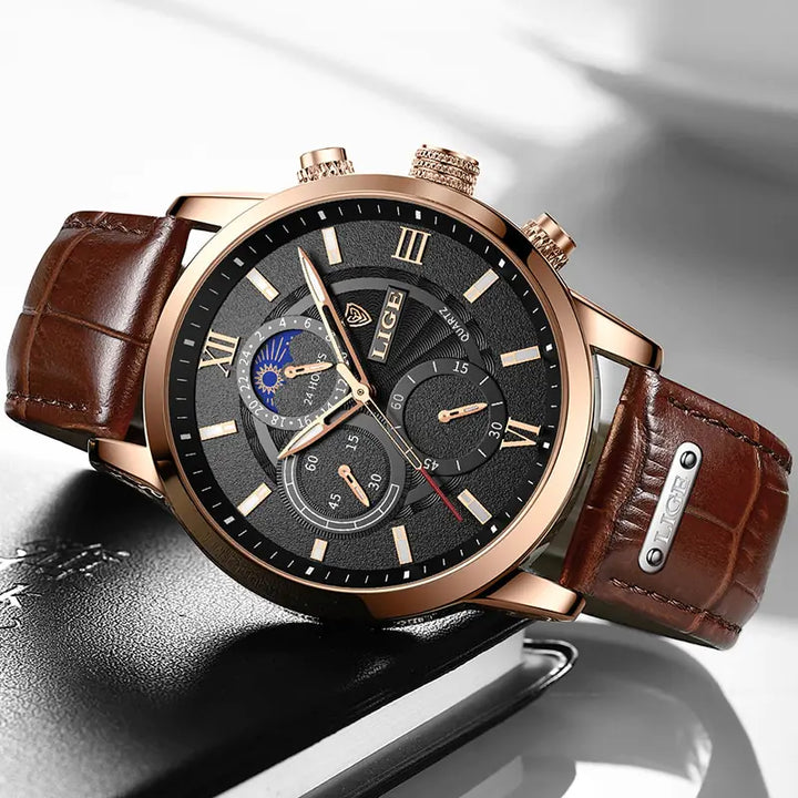 Men's luxury leather watch