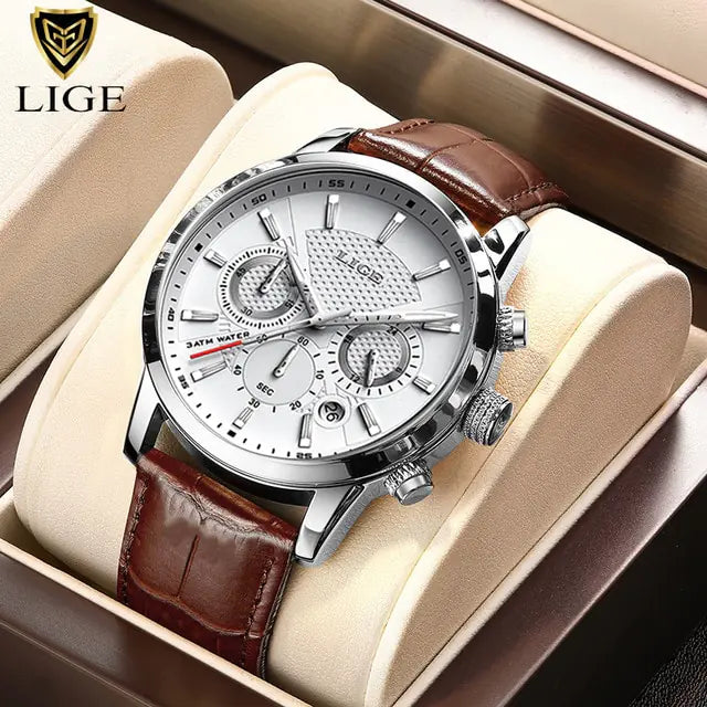 Men's luxury leather watch