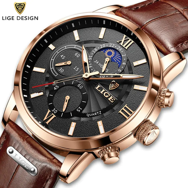 Men's luxury leather watch