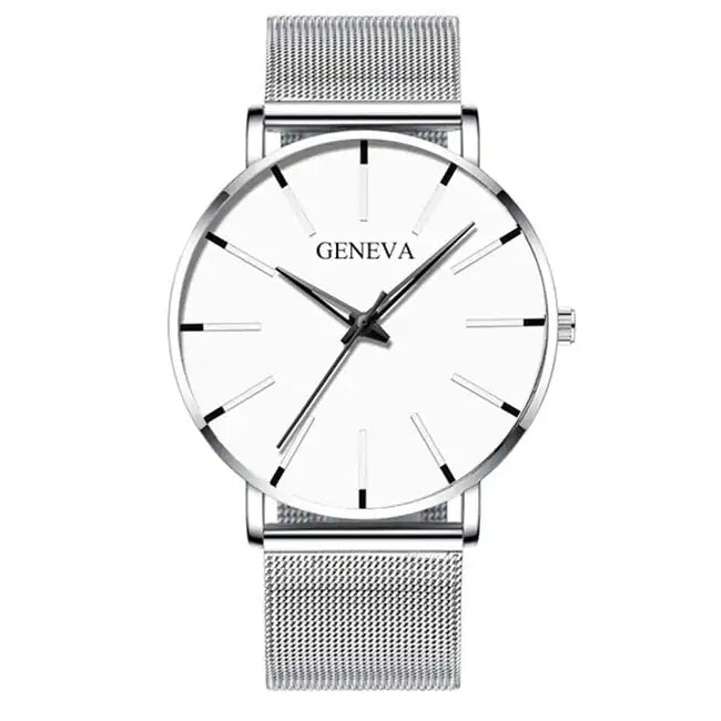 Men's minimalist stainless steel luxury watch