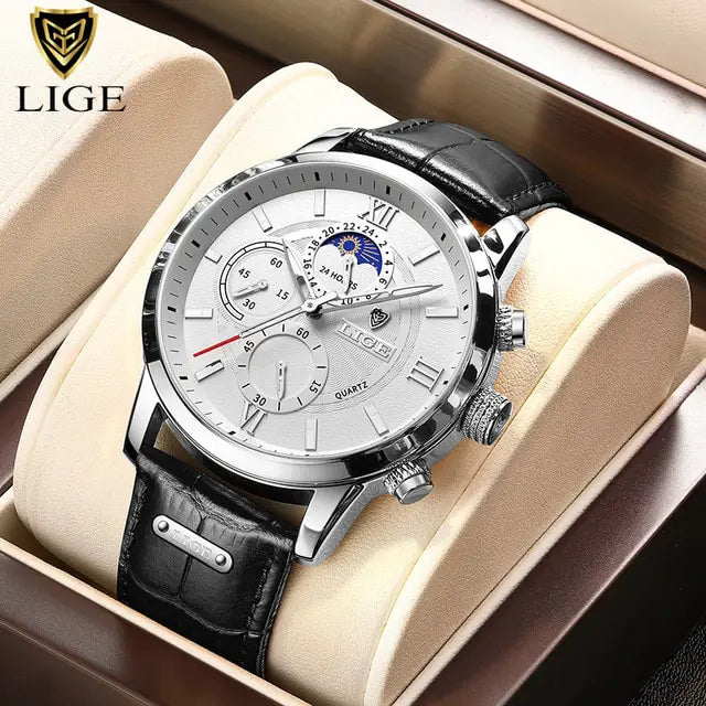 Men's luxury leather watch