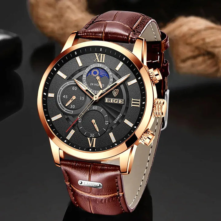 Men's luxury leather watch